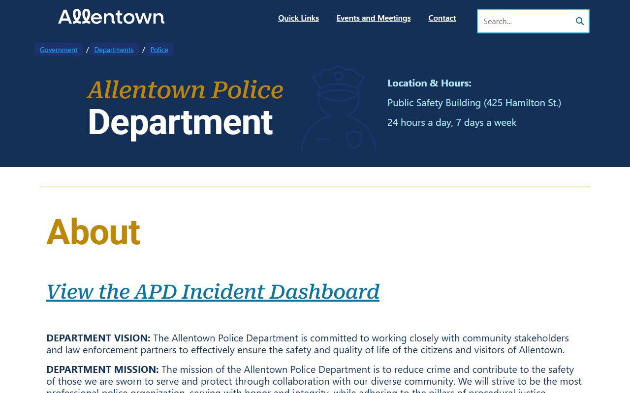 Allentown White Pages police department