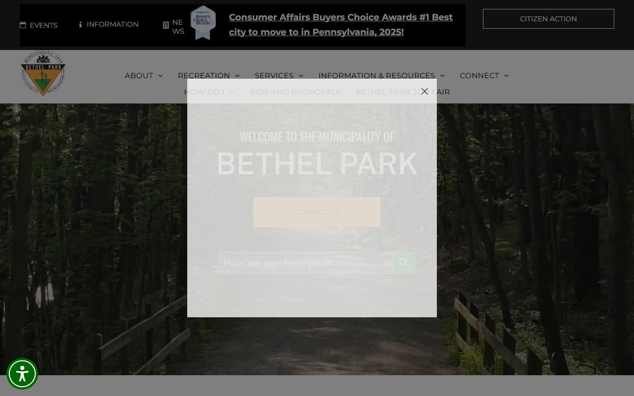 Bethel Park municipality website for Bethel Park White Pages