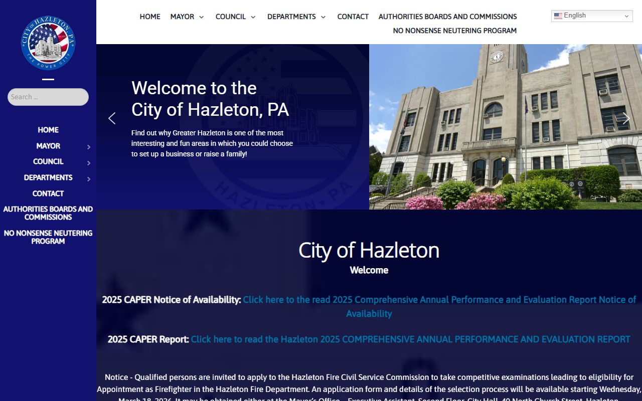 Hazleton city website for Hazleton White Pages