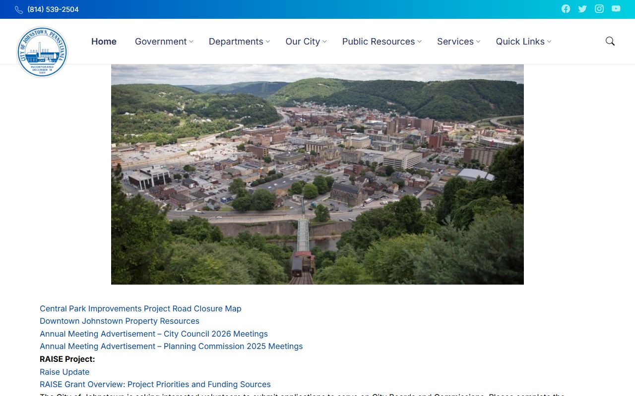 Johnstown city website for Johnstown White Pages directory
