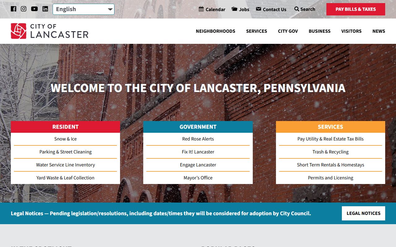 Lancaster City website for Lancaster White Pages