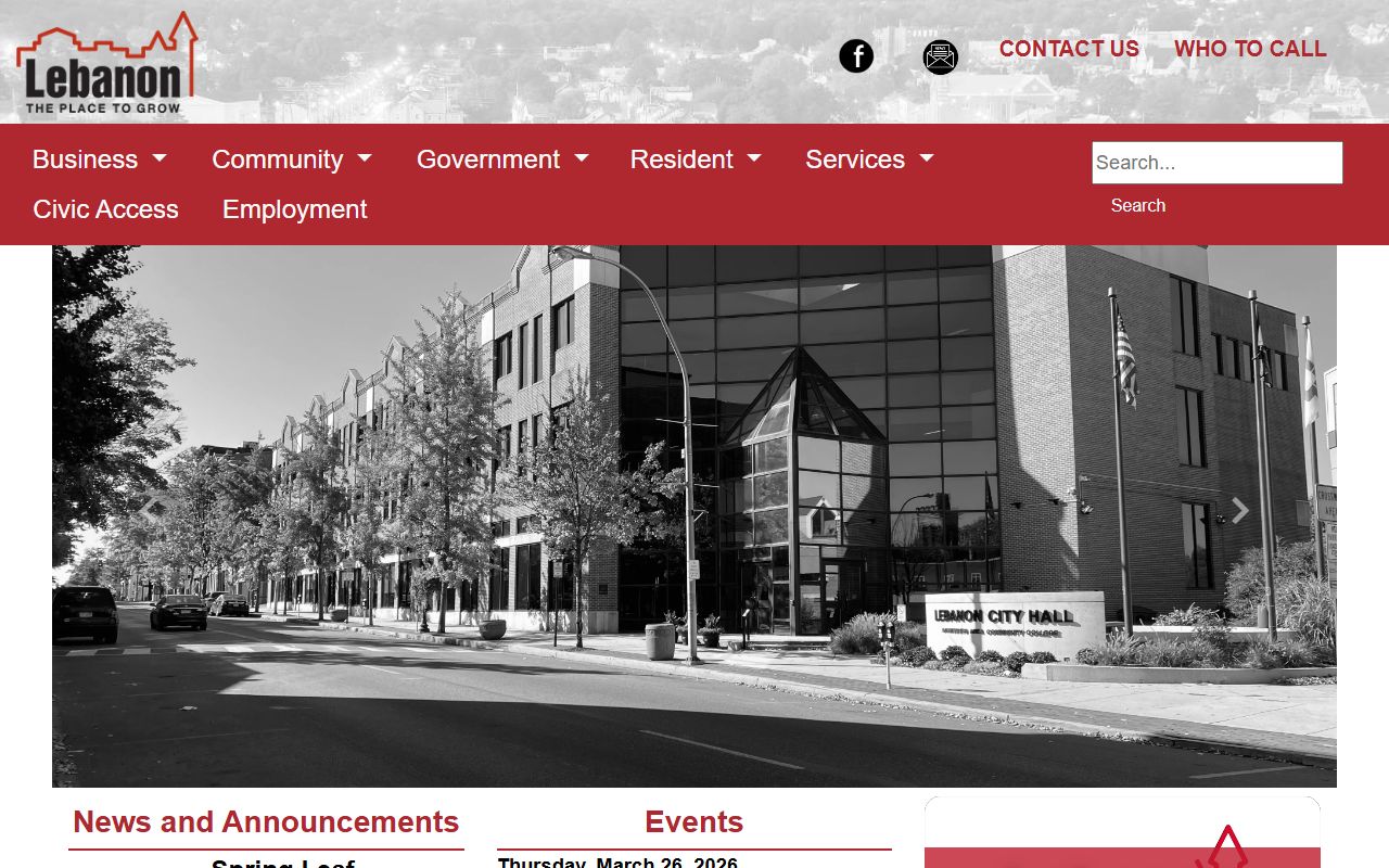 Lebanon city website for Lebanon White Pages directory