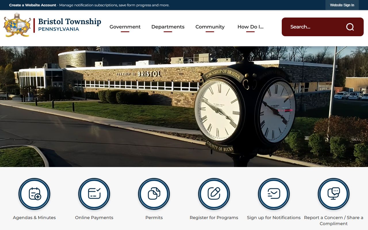 Bristol Township website for Levittown White Pages