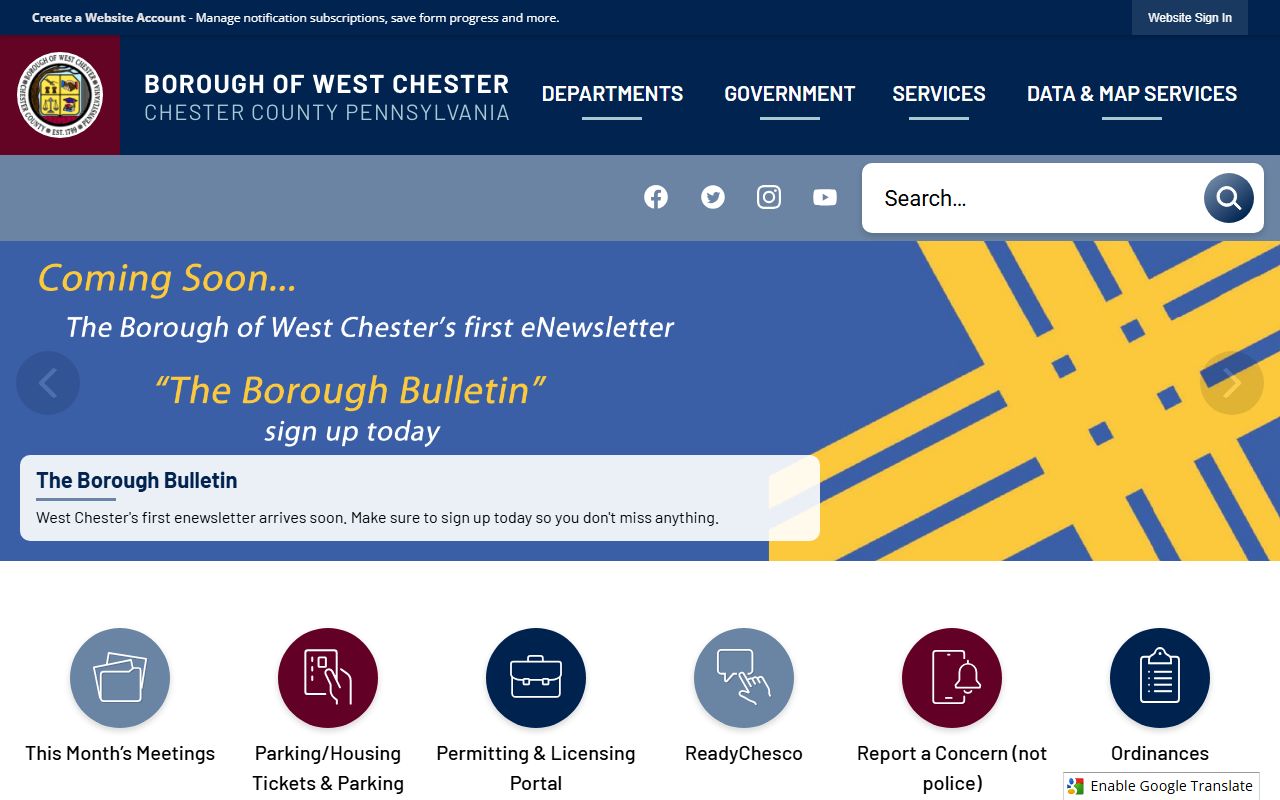 West Chester borough website for white pages searches