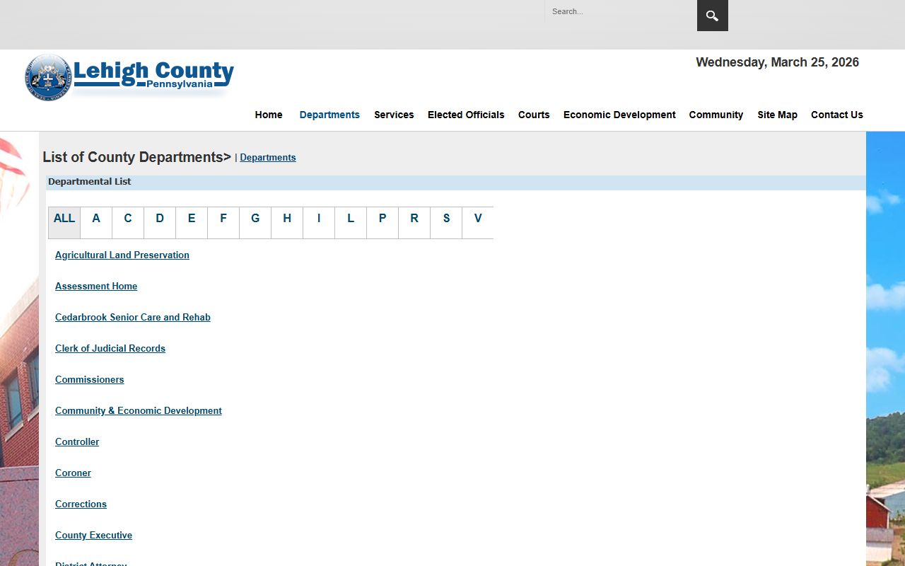 Lehigh County White Pages court system page