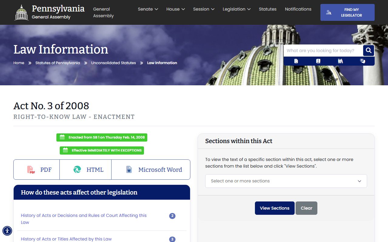 Pennsylvania Right-to-Know Law supporting white pages public access